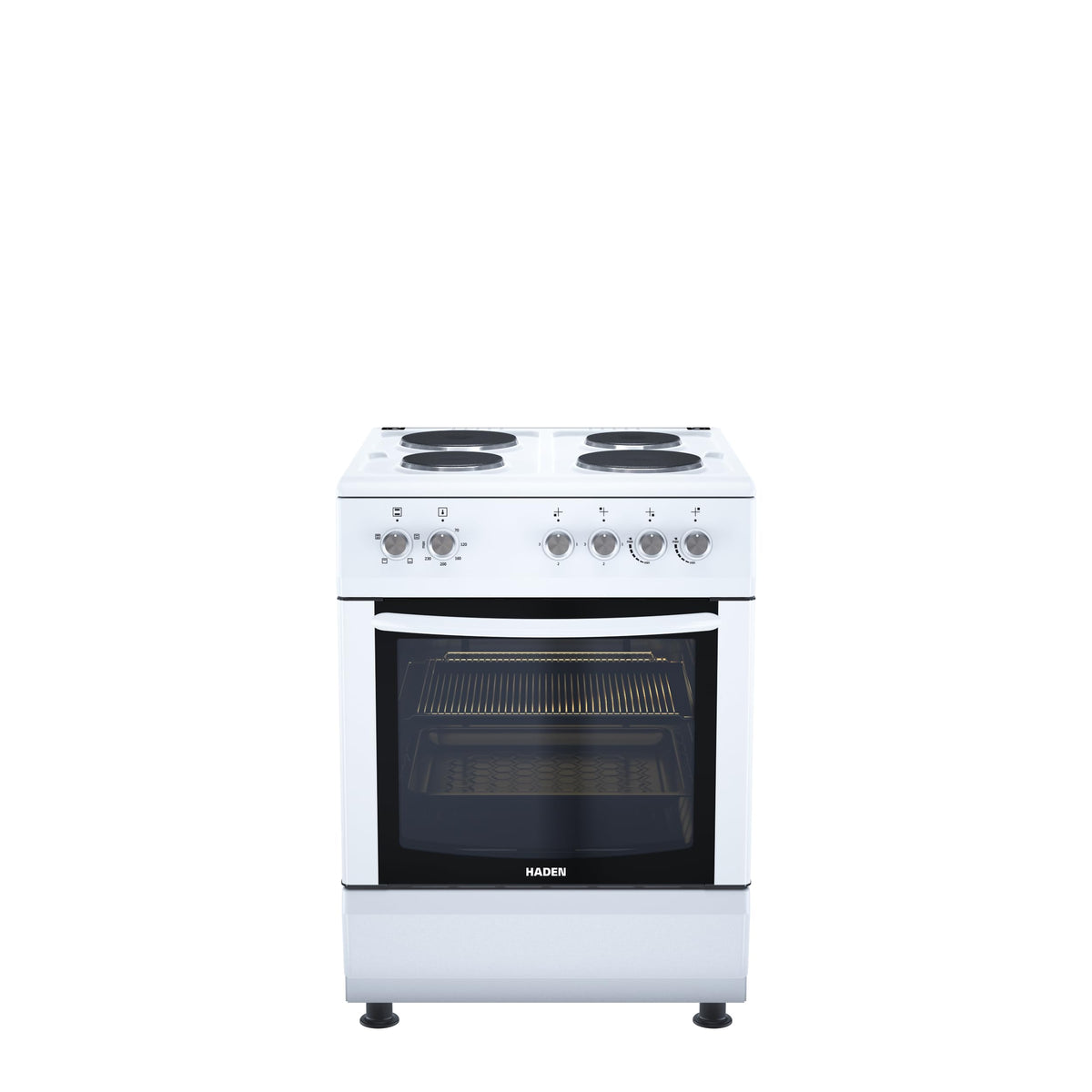 Haden Double Oven 50cm Electric Cooker 4 Zone Ceramic Hob White