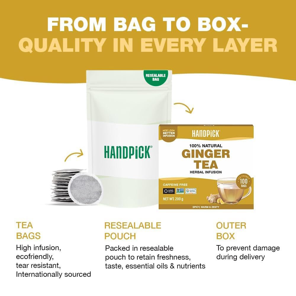 HANDPICK, Spearmint Tea Bags (100 Count), Spearmint Leaf Tea Bags
