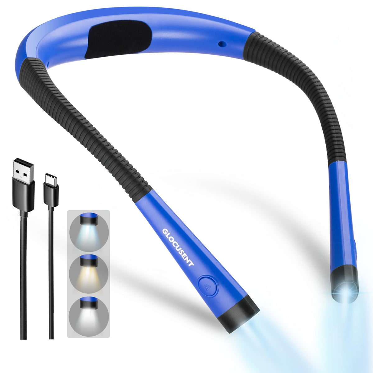 Glocusent Reading Light, Original LED Neck Lights 3 Colors 6 Brightness