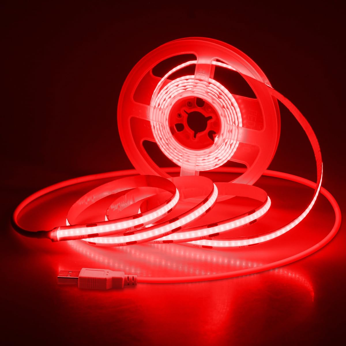 Aclorol 12V Red LED Lights for Bedroom 5M Fleixible COB LED Strip Light