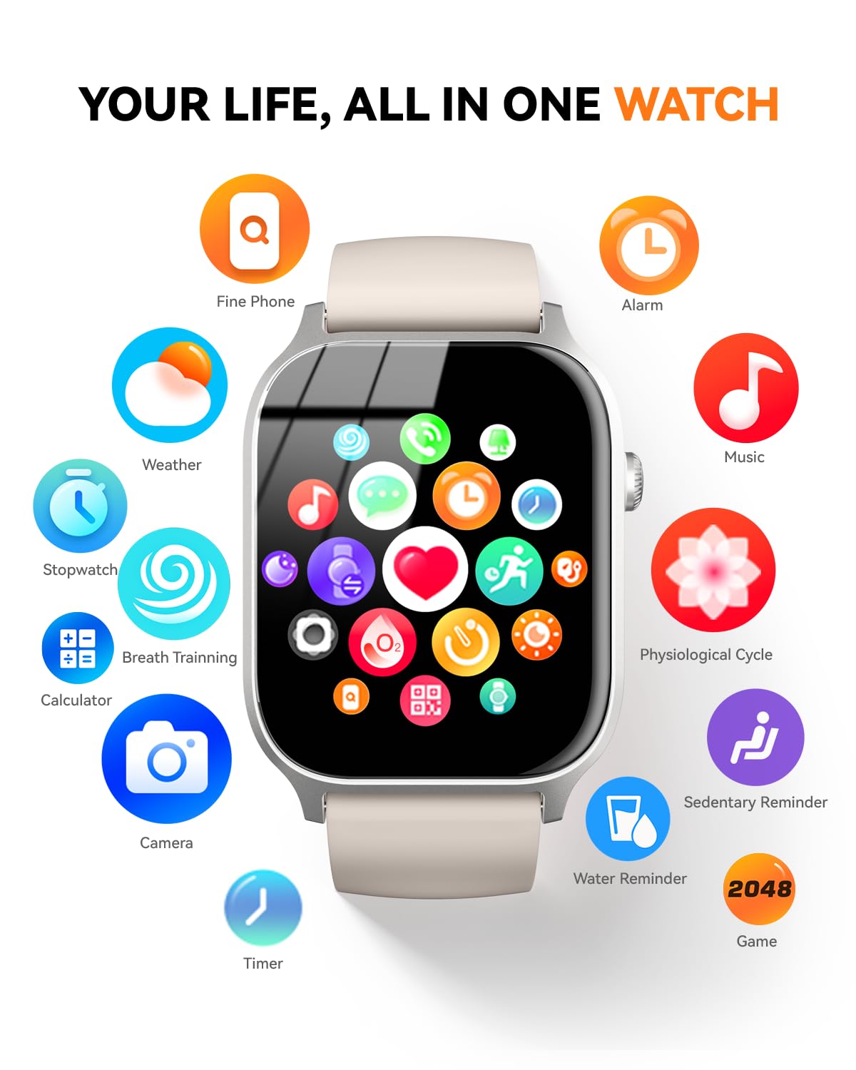 Smart Watch for Men Women- Answer/Make Call, 2024 IP68 Waterproof Fitness Tracker Watch with Sleep Step Counter Activity Smartwatch for Samsung Android iPhone iOS (Black-Blue, 1.83)
