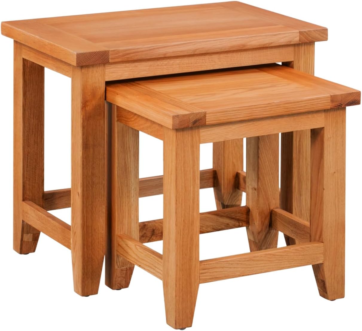 Hallowood Furniture Cotswold Nest of Tables Set of 2, Multifunctional Solid Oak Wooden Nesting Side, Coffee Table for Living Room, Bedroom or Small Spaces, Fully Assembled
