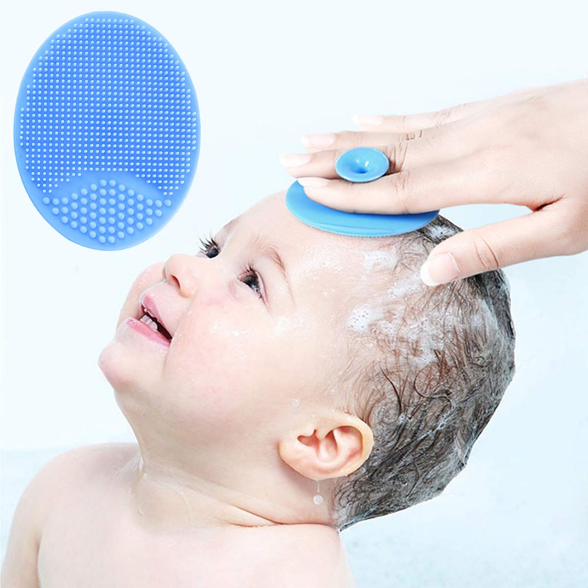 Baby Bath Brush, Baby Cradle Cap Brush, Silicone Massage Brush, Silicone Scrubbers Exfoliator Brush, Baby Skin Scrubbers Essential for Dry Skin, Cradle Cap and Eczema 2 Pack (Blue & Green)