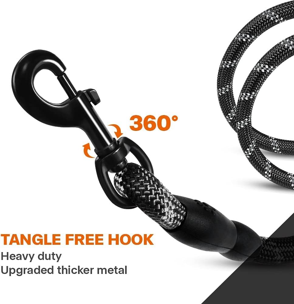 Taglory Rope Dog Lead with Soft Padded Handle – Reflective Rock Climbing Rope Lead for Small and Medium Dogs 120 cm 1.0 cm Black