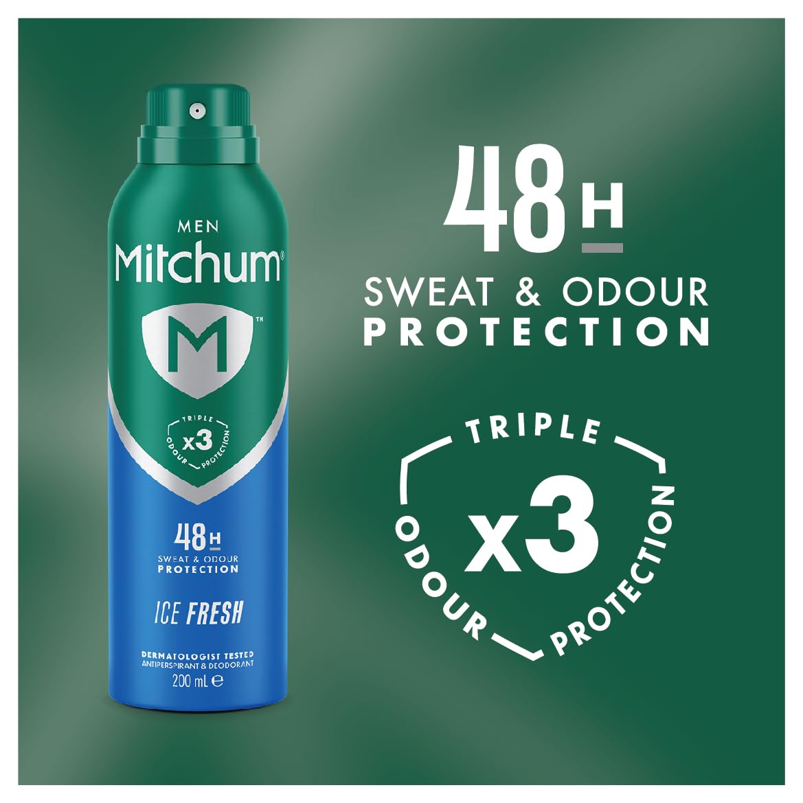 Mitchum Men Triple Odor Defense 48h Protection Deodorant Spray, 200ml