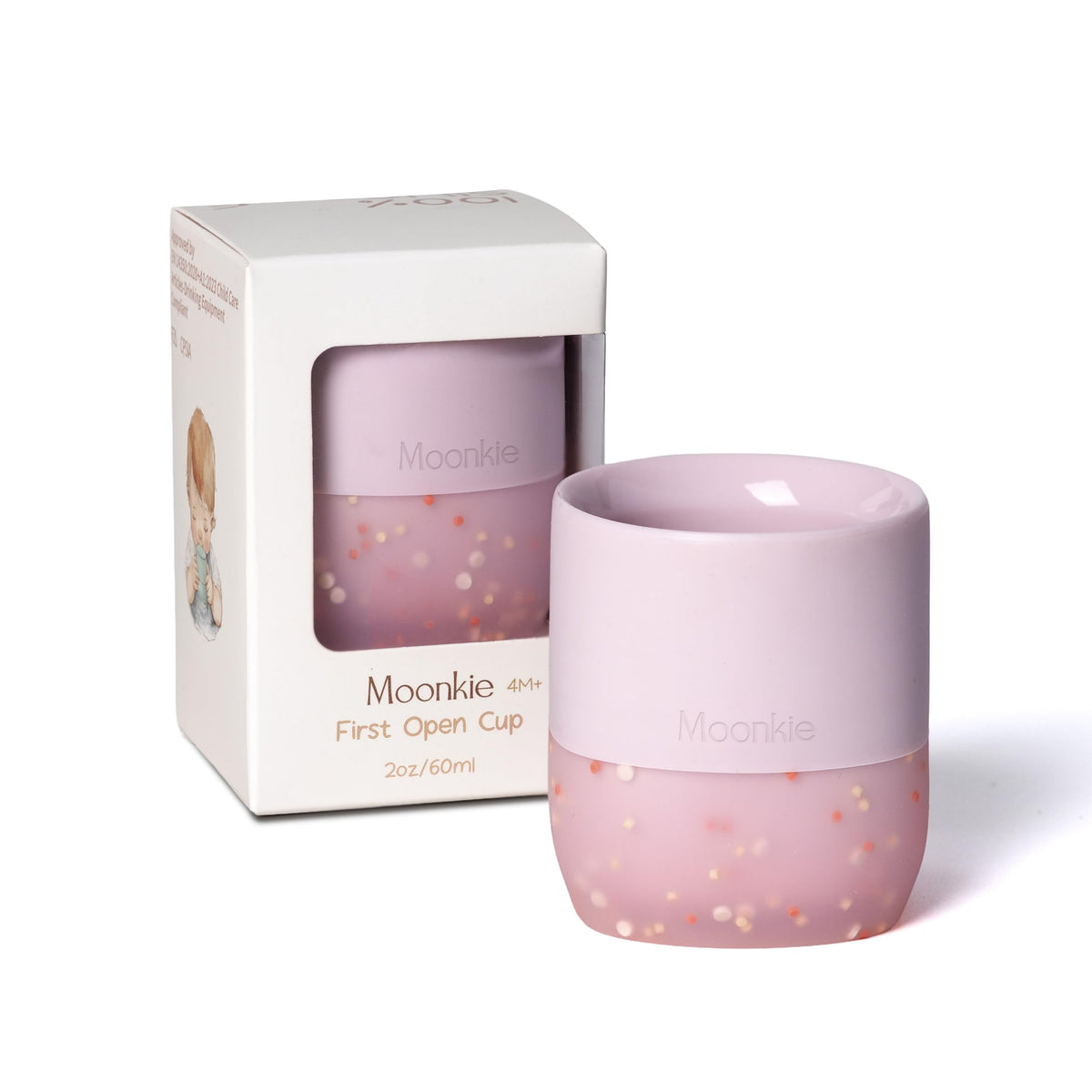 Moonkie Baby Cup | Silicone Open Cup Baby from 6 Months | Weighted Base (Anti-Tip) | BPA Free | Capacity Markings | 60ml (Ether)