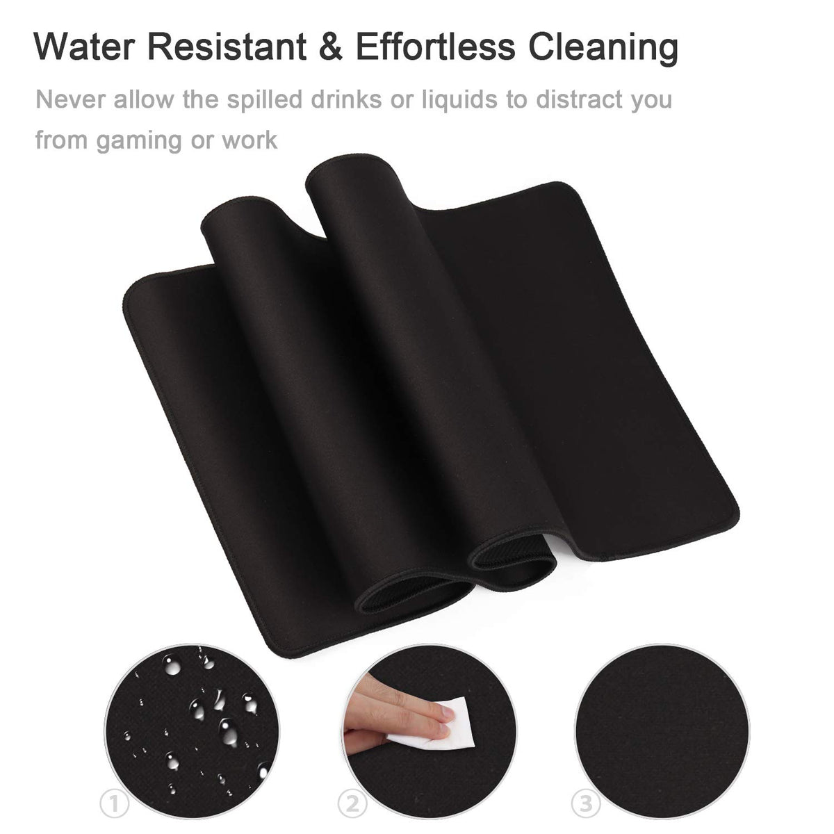 Gaming Mouse Mat/Large Mouse Pad 900 x 400 x 3mm / XXL mouse pad/large size | improved precision and speed | rubber base for stable grip on smooth surfaces | non-slip (90x40 Black)