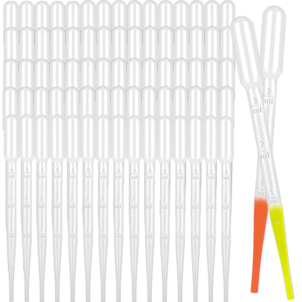 moveland 𝟭𝟬𝟬𝟬𝗣𝗰𝘀 𝟯𝗺𝗹 Dropper Pipettes- Plastic Transfer Pipette for Lab Science, Essential Oil, DIY Art, Medicine - Excellent Suction Without Leakage