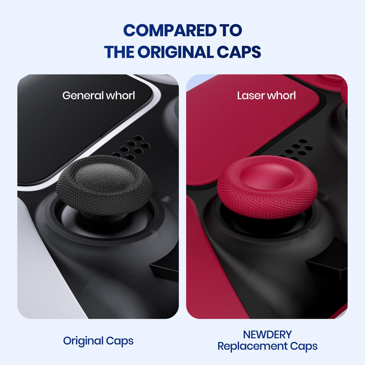 NEWDERY Joystick Replacement Grip Caps for PS5/PS4 Controller