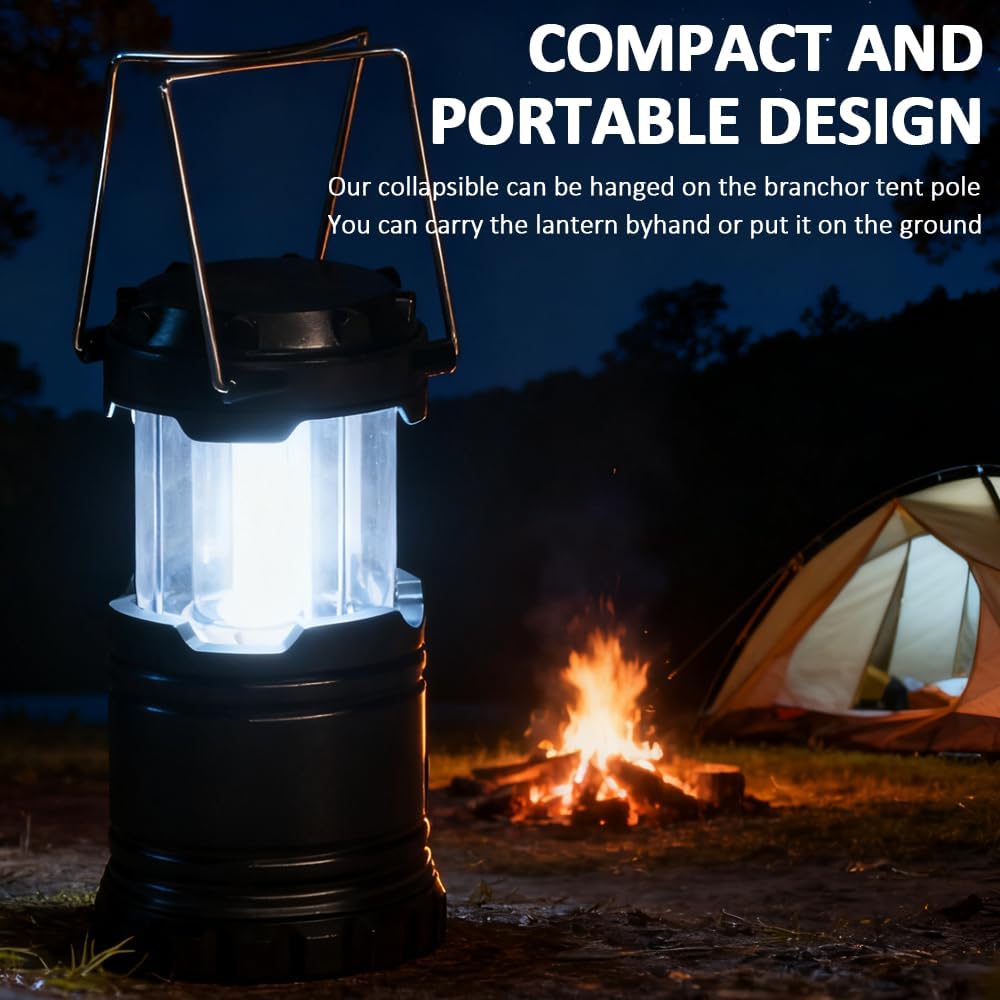 Ram® 2 x Portable Camping Lantern Battery Operated LED Camp Tent Hiking Emergency Outdoor Hanging Light with Foldable Hooks