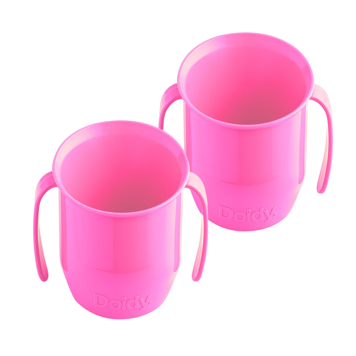 Doidy Cup, Open Cup for Training Baby 6 Months-3 Years, 200ml, Slanted Weaning Cup with Handles for Learning to Drink, BPA Free, 2 Pack (Orange)