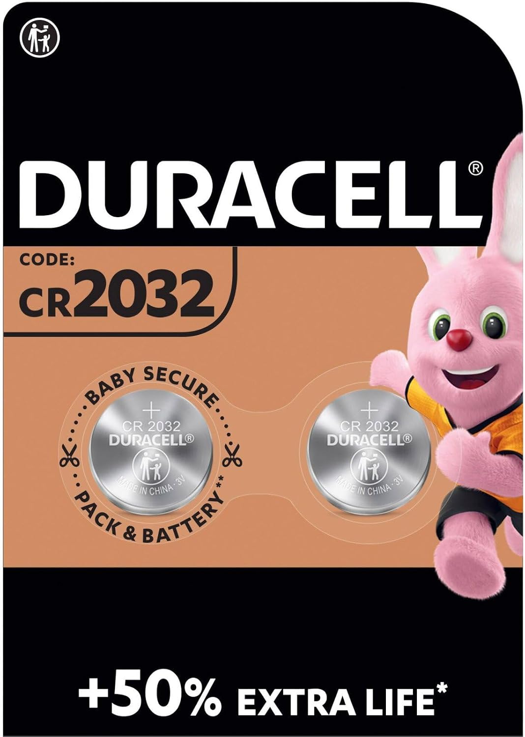 Duracell CR2032 Lithium Coin Batteries 3V (2 Pack) - Up to 70% Extra Life* - Baby Secure Technology – Recommended for use in Apple AirTag - Use in Key Fobs, Home Devices, Fitness, Medical Accessories