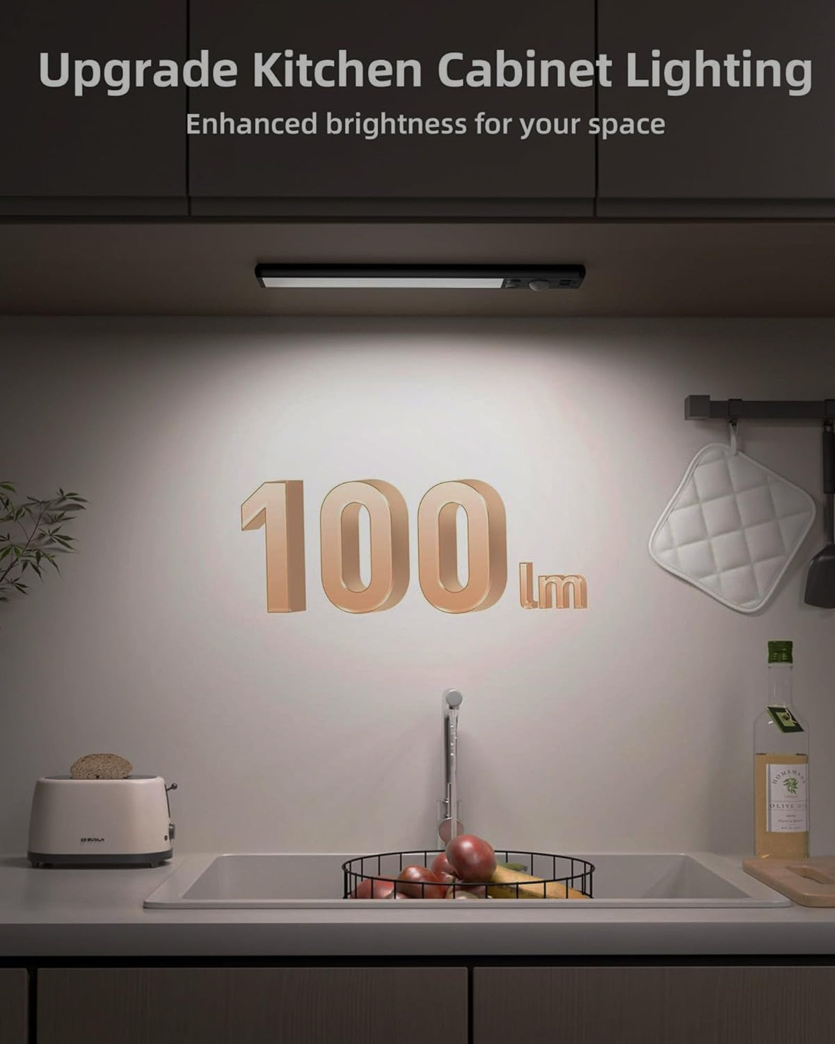 EZVALO Under Cabinet Kitchen Lights, Motion Sensor Lights Indoor 2-Pack
