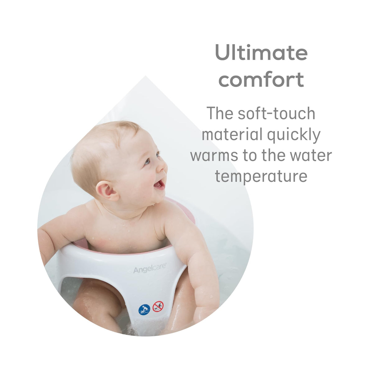 Angelcare - Baby Bath Seat - Soft Touch Support - Water Level Indicator - Fixation by Suction Cups - Grey