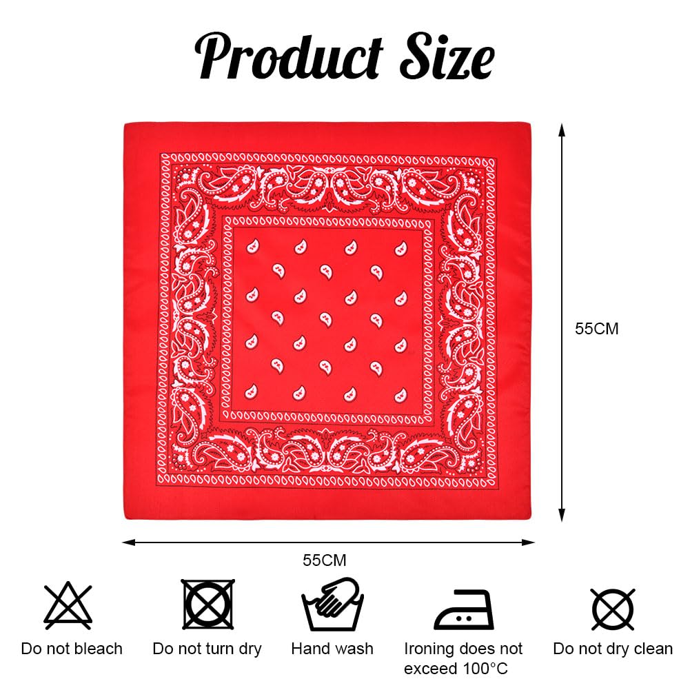 Aomig Bandana Head Scarf for Men and Women, Stylish Cowboy Headband Handkerchief, Multi-purpose Hair Scarf Paisley Print Unisex Headwraps, Bib Party Face Covering Headwear for Motorcycling