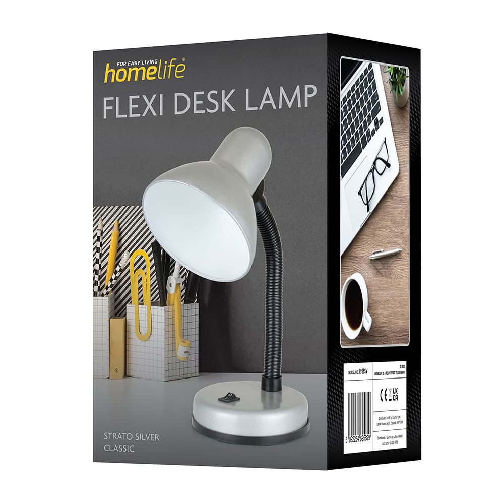 HOMELIFE 35w 'Classic' Flexi Desk Lamp with Versatile Flexible Neck - Integral On/Off Switch - Approx. 34cm Height - L958BK - Onyx Black