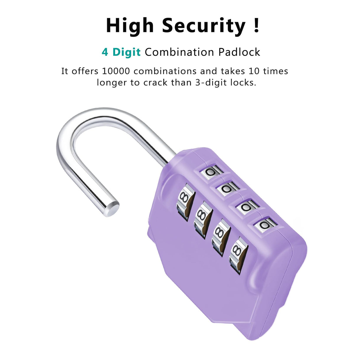 ZHEGE Combination Padlock, 4 Digit Coded Padlock (Sky Blue)