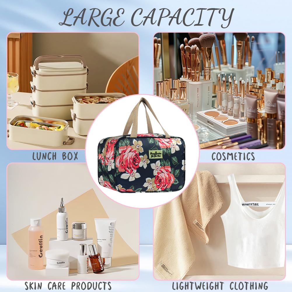 Aucuu Toiletry Bag, Large Full Size Toiletry Bag, Travel Hand-Held Make up Wash Bags, Portable Waterproof Toile-Try Kit, Bathroom Storage Case, Cosmetic Organizer for Travel, Camping for Women Girl