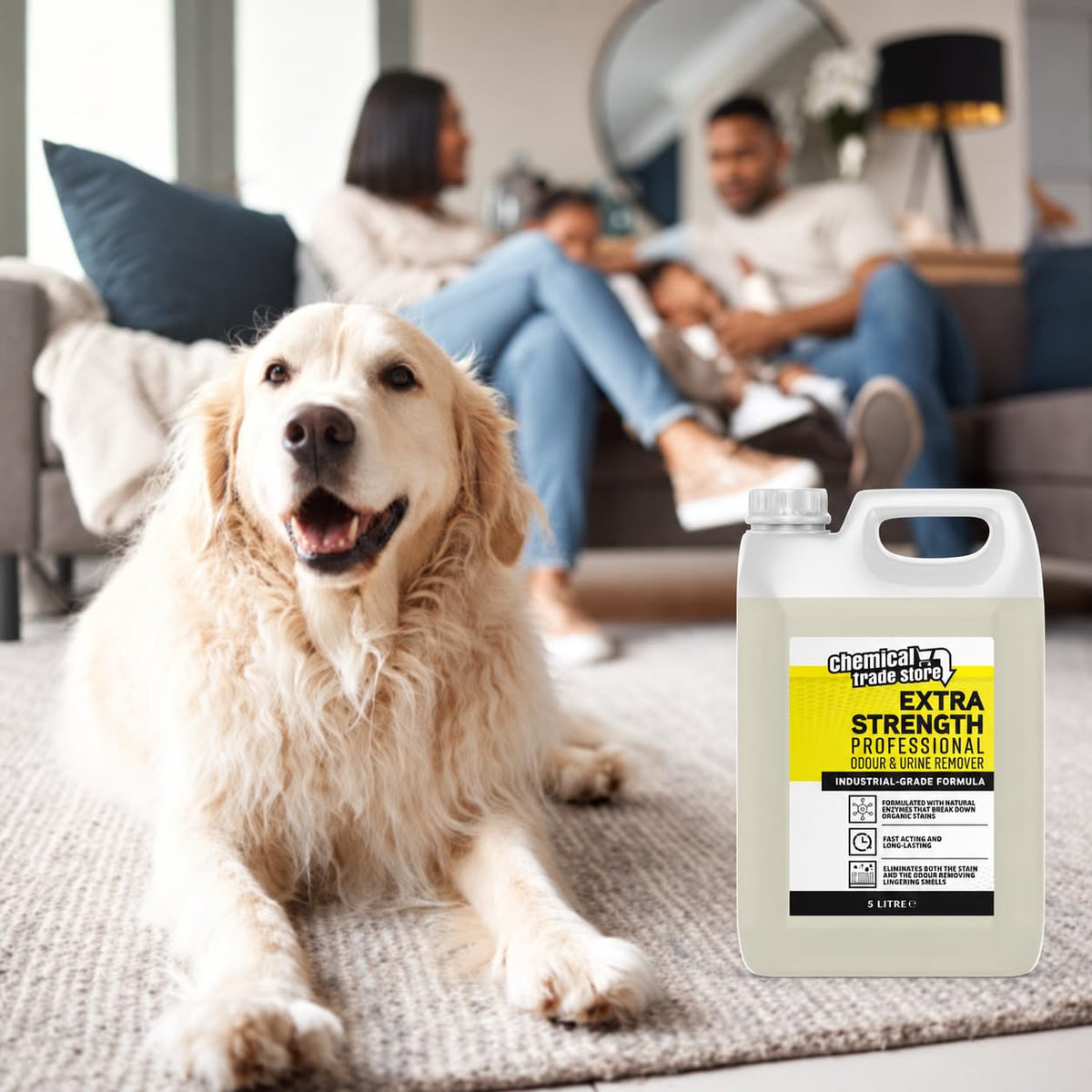 Enzyme Odour & Urine Remover 2.5L - Professional Pet Stain & Smell Eliminator - Safe for Carpets, Upholstery & Hard Floors