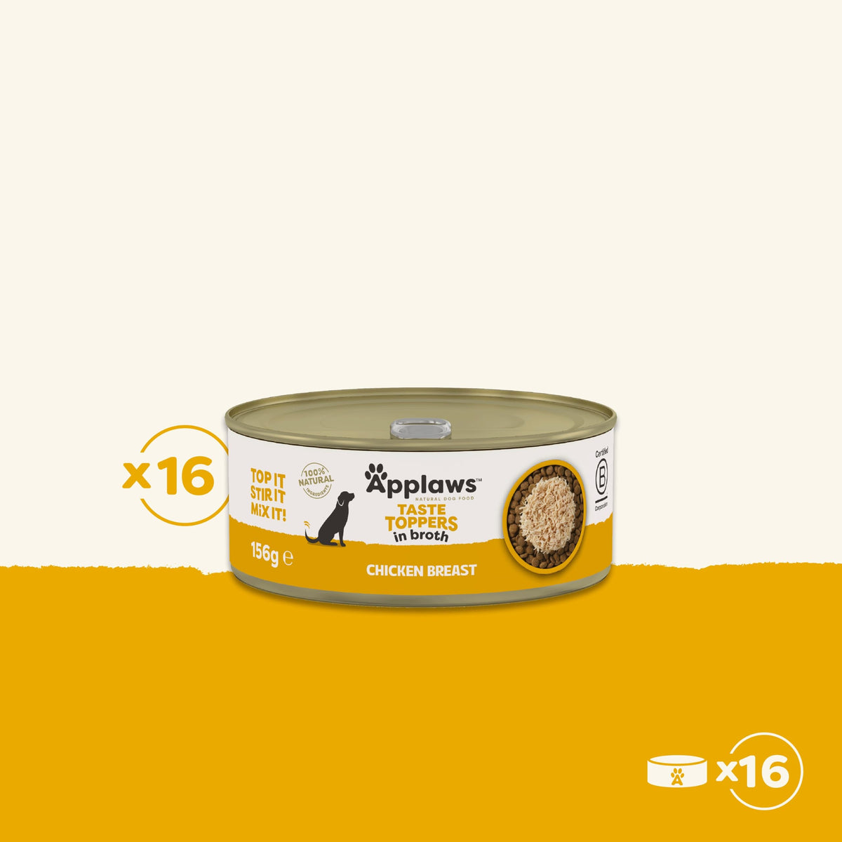 Applaws Natural Wet Dog Food Topper, Chicken Selection in Broth, 8x156g Tin