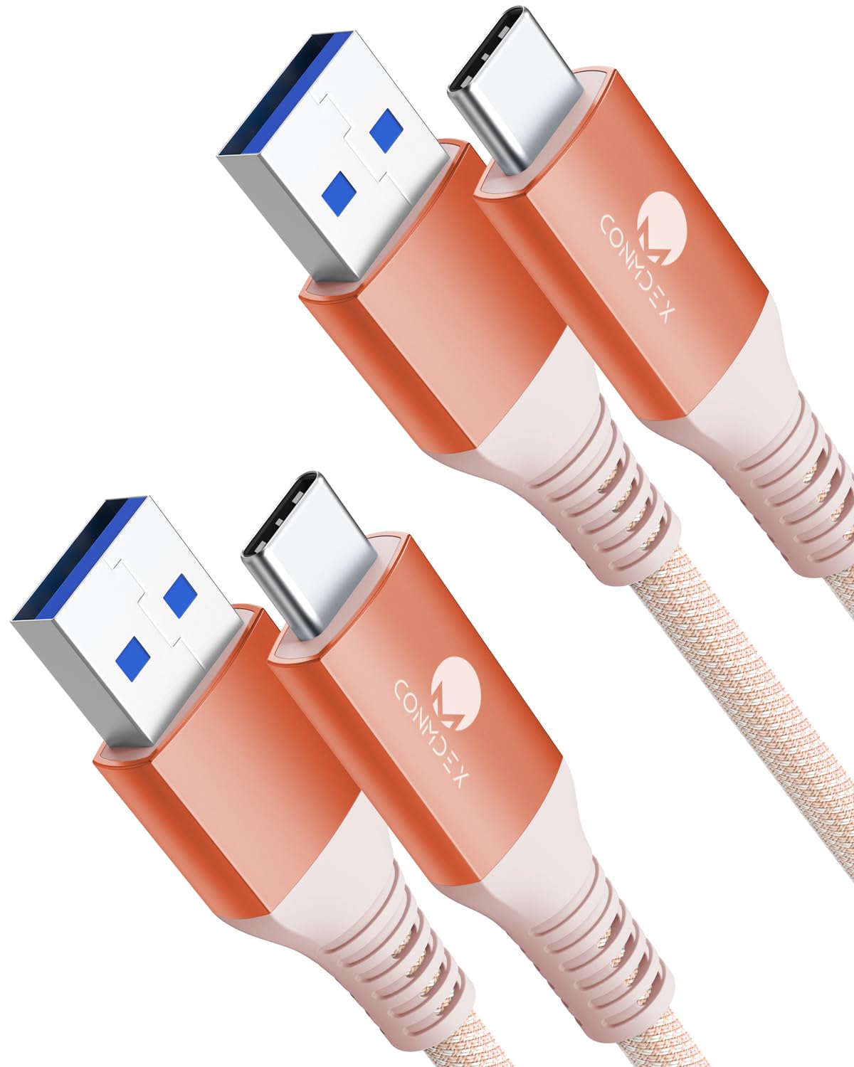 CONMDEX USB C Cable Short 50cm/0.5M 2Pack10Gbps Data USB3.1 Gen2 Type C Android Auto Cable QC3.0 3.1A USB A to C Fast Charger for Samsung Note20 Galaxy S24/S23/S22/S21 Z Flip 5 Tab S9 Pixel 9 Pro-Red