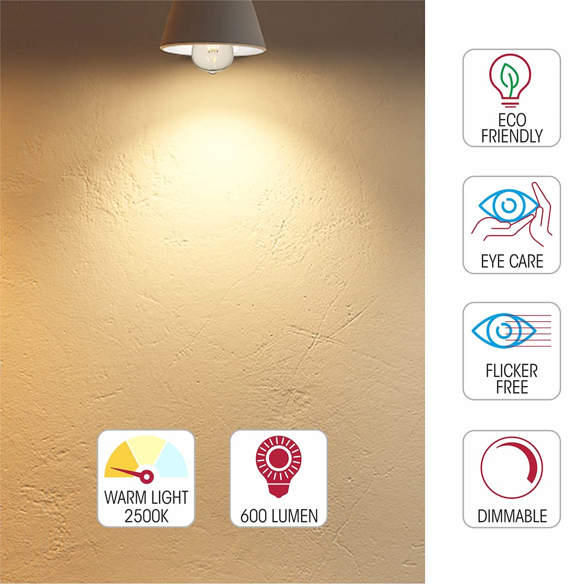 TEKLED LED Filament Style ST64 Bulbs E27 Dimmable 6.5W 60W Equiv 2700K 2 Pack Warm White
