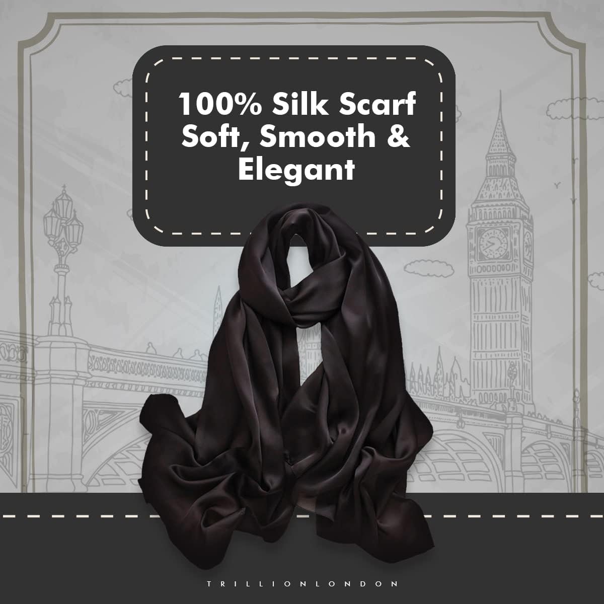 Trillion London® Silk Shawl Birthday Gifts for Women - Designer Silk Scarf