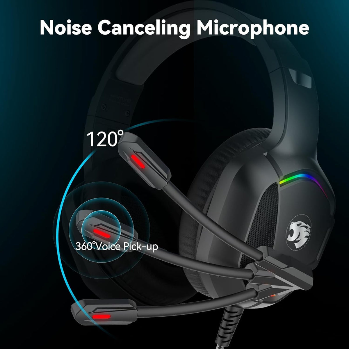 IMYB Gaming Headset with Microphone for Pc, Xbox One Series X/s, Ps4, Ps5, Stereo Wired Noise Cancelling Over-Ear Headphones with Mic, RGB, for Computer, Laptop, Mac, Gamer (White)