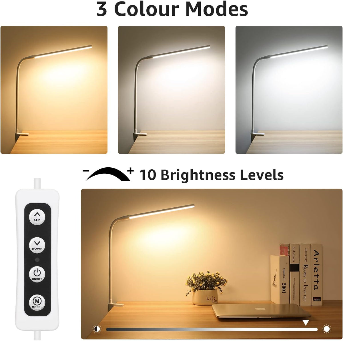 Lepro Desk Lamp Clamp, 460lm Eye-Caring Clip on LED Desk Light