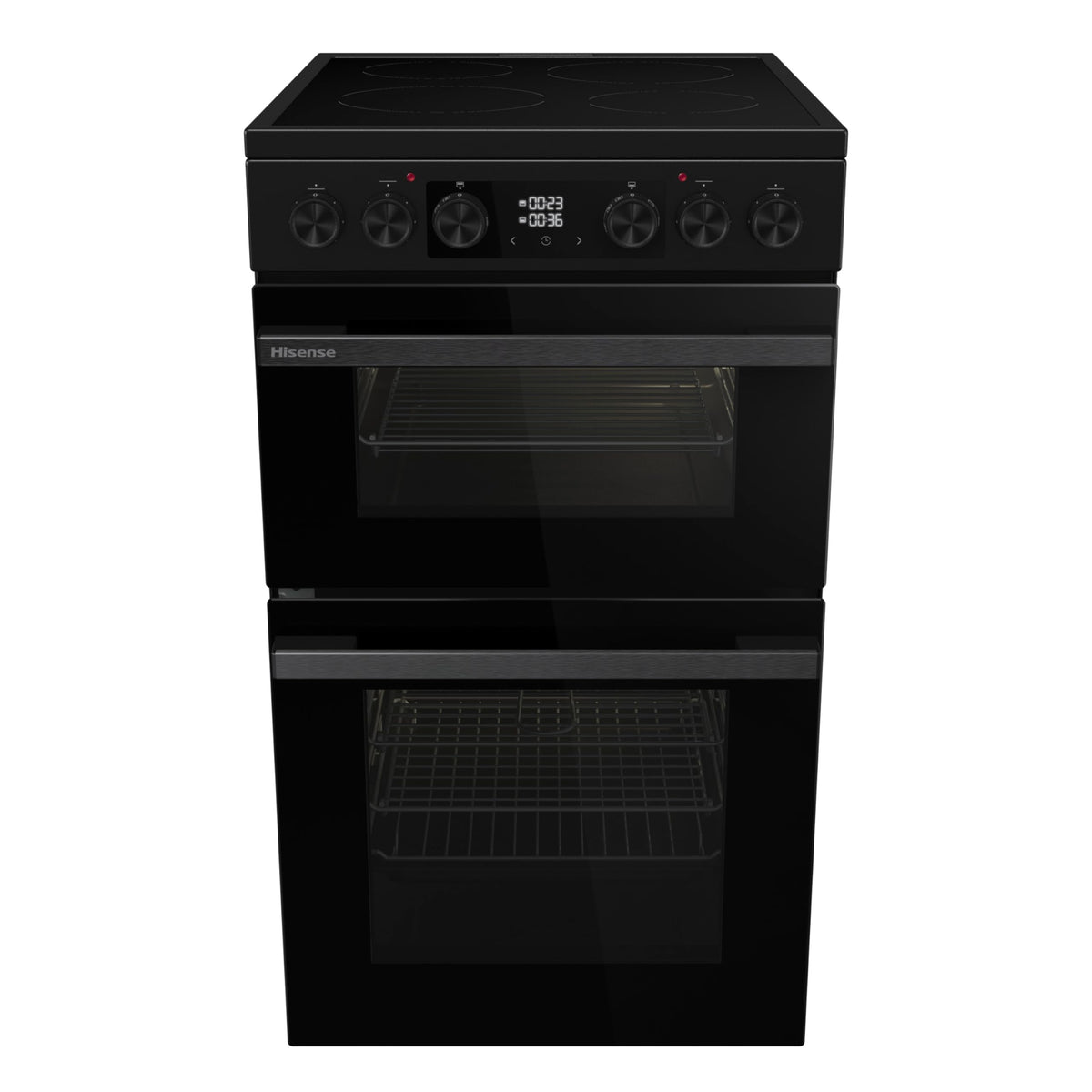 Hisense HDUKC60W 60cm Electric Cooker with Ceramic Hob-White, A Rated Double Oven 50L/80L [Energy Class A]