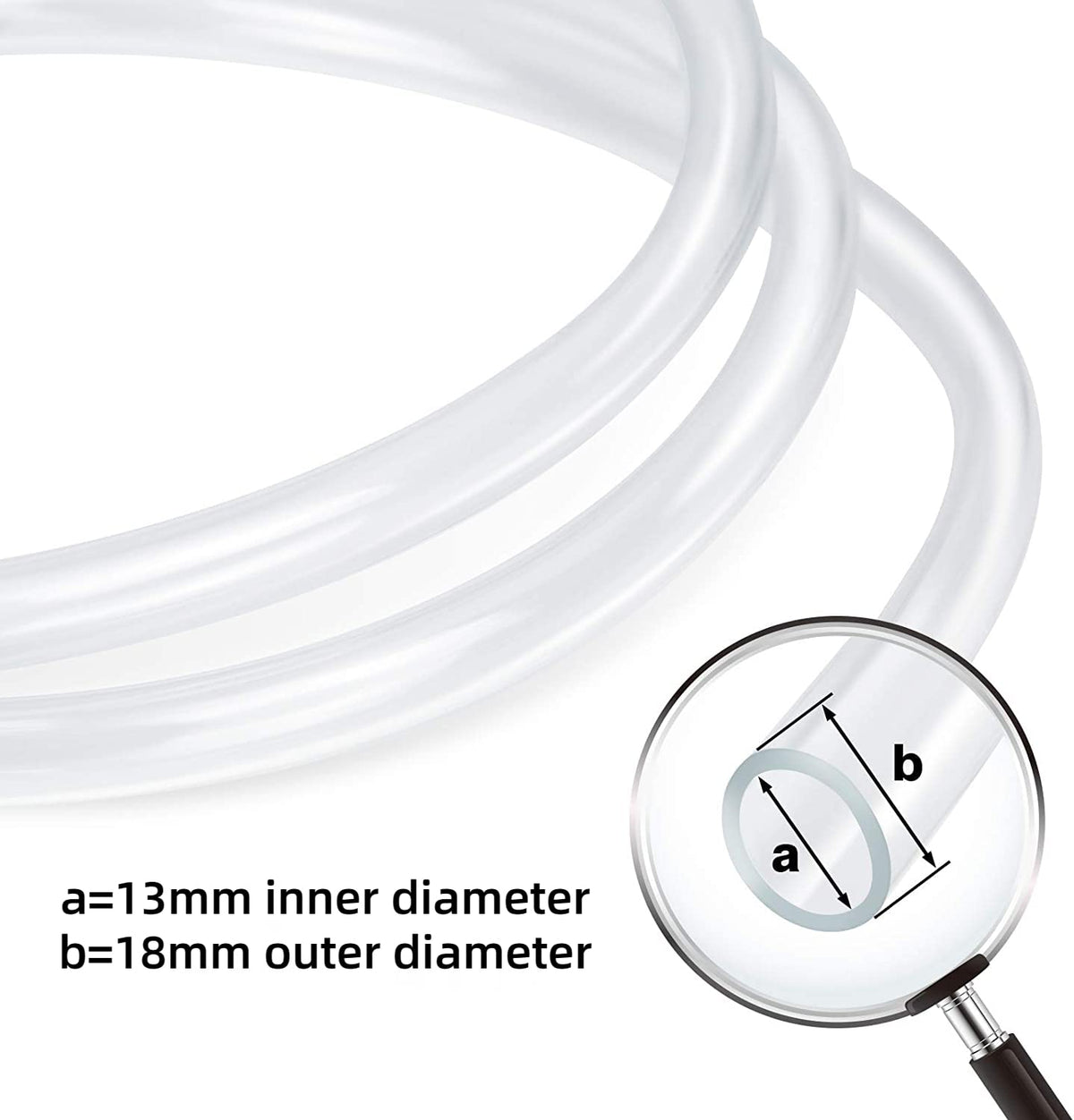 19mm x 24mm 10M Food Grade Clear PVC Tubing, Plastic Hose for Water Oil Air