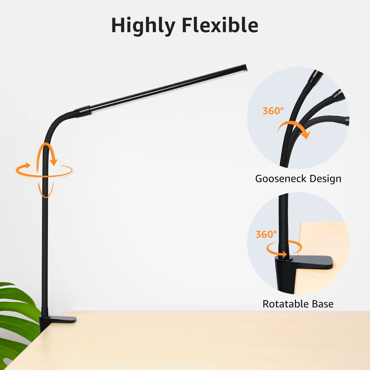 Lepro Desk Lamp Clamp, 460lm Eye-Caring Clip on LED Desk Light