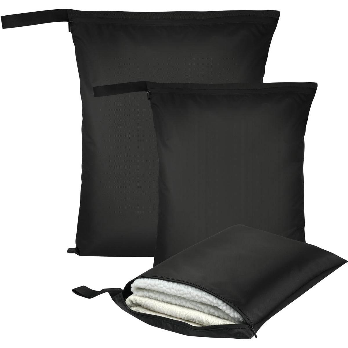 2PCS Wet Bags for Baby Items, Wet Swimsuits, Beach, Camping(Black)