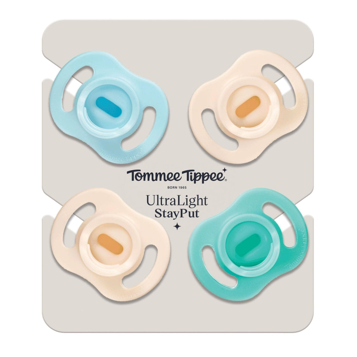 Tommee Tippee Ultra-Light StayPut Dummy 0-6m Silicone Pack of 4