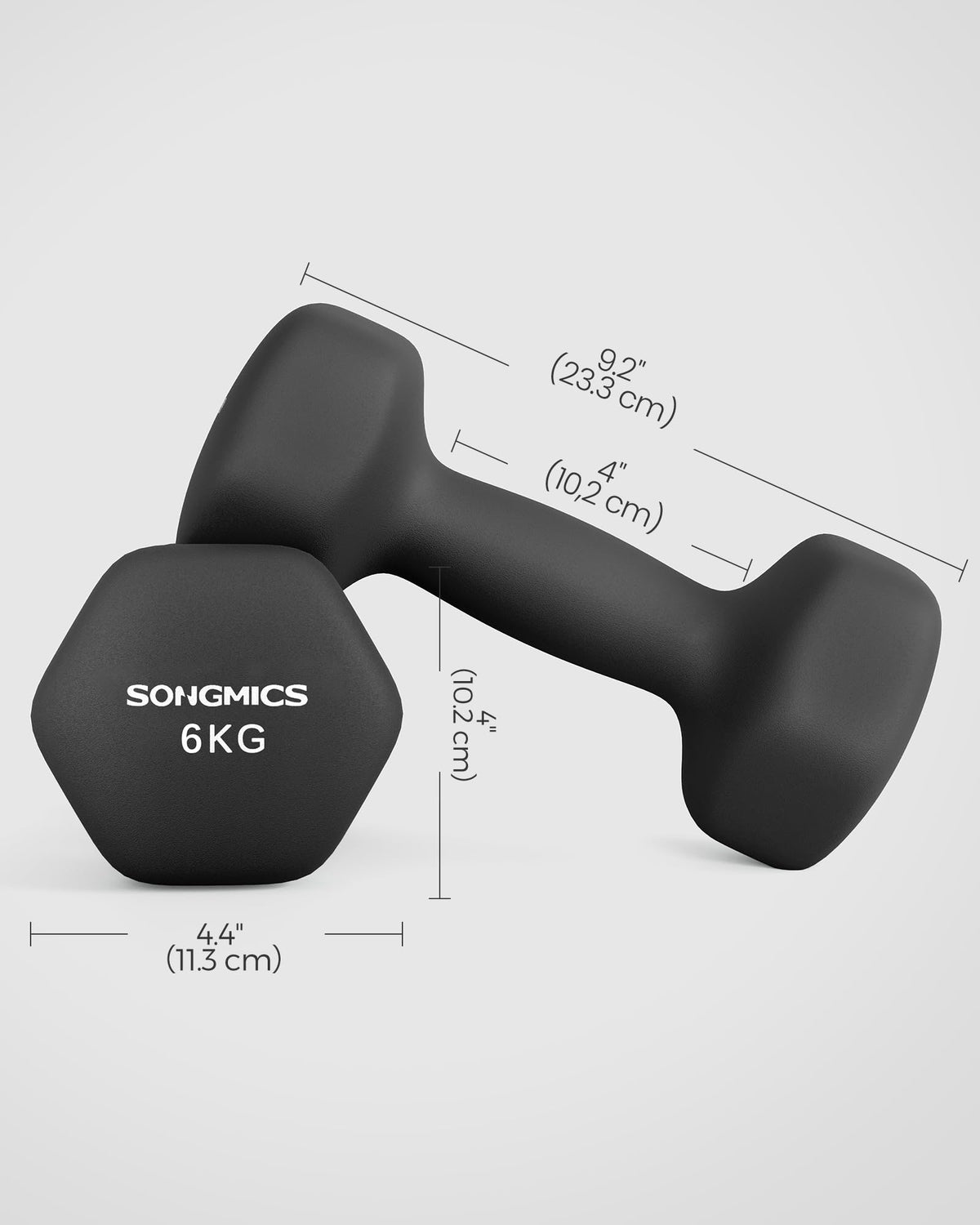 SONGMICS Set of 2 Hex Dumbbells with Neoprene Coating for Strength Training, Fitness, Home Workout