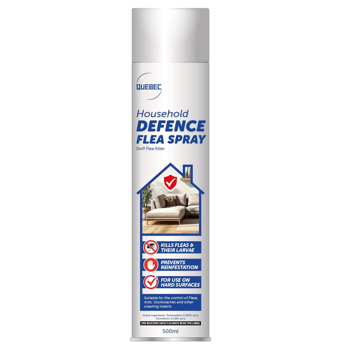 Quebec Household Flea Spray for the Home 500ml, Pack of 3