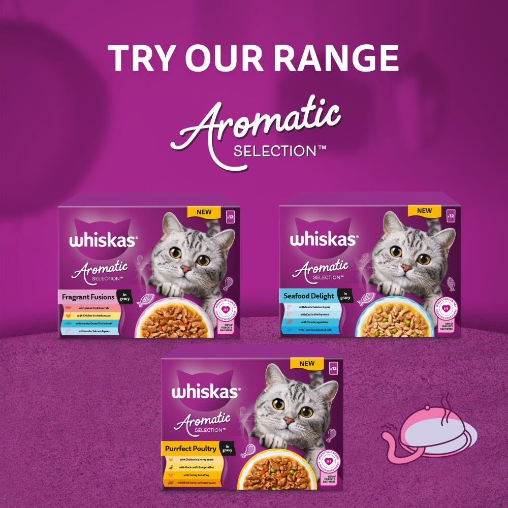WHISKAS AROMATIC Adult Wet Cat Food in Gravy 40x85g Fragrant Fusions