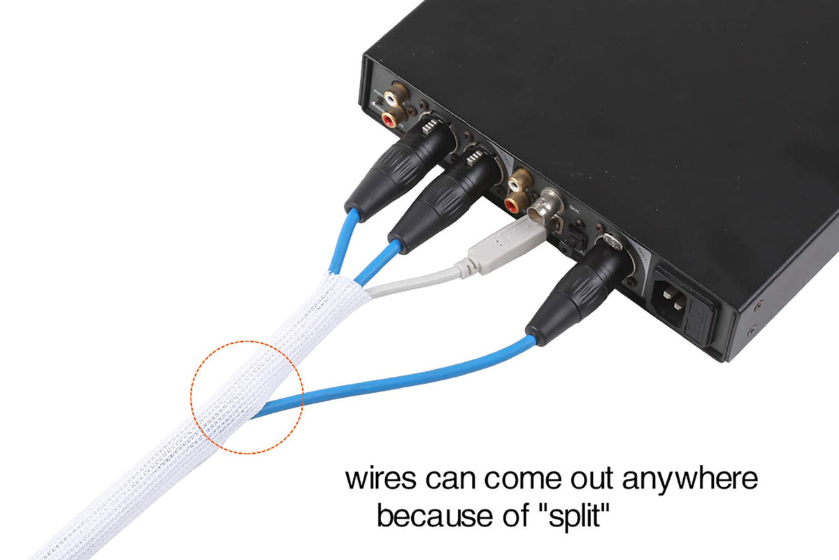 Alex Tech 10ft - 1/2 inch Cord Protector Wire Loom Tubing Cable Sleeve Split Sleeving for USB Power Cord Audio Video Cable – Protect Cat from Chewing Cords - Black