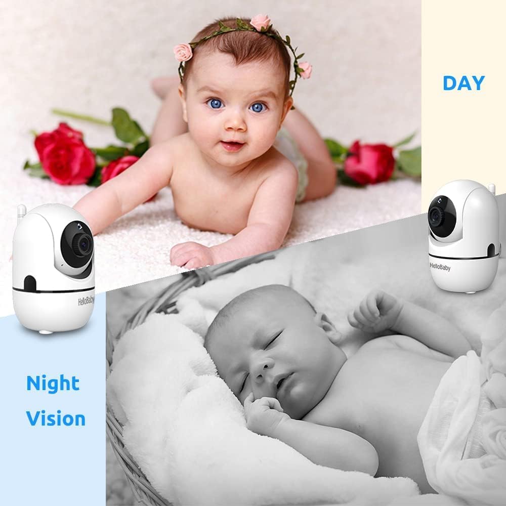 HelloBaby HB6550 Baby Monitor with Camera and Night Vision, 5" Split Screen
