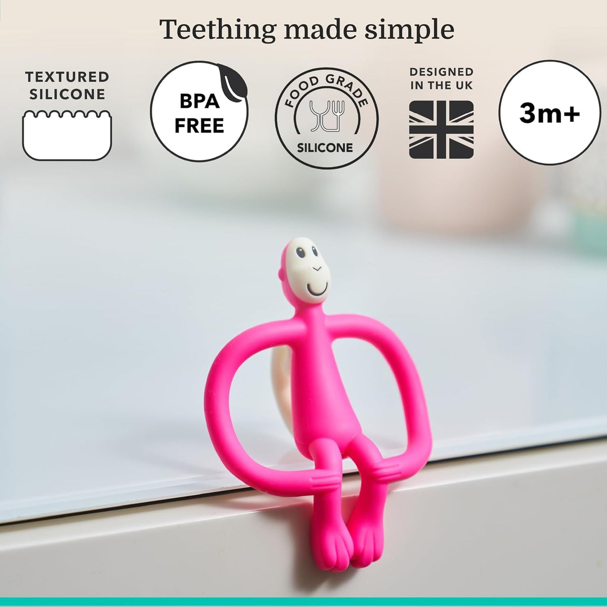 Matchstick Monkey Original Teether with Gel Applicator, Hearts