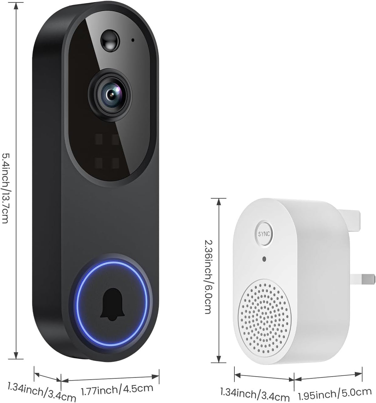 1080P WiFi Video Doorbell Camera Wireless with Receiver