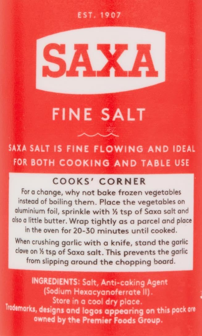 Saxa Fine Table Salt for Table & Cooking, 750 g Drum (1-Pack)