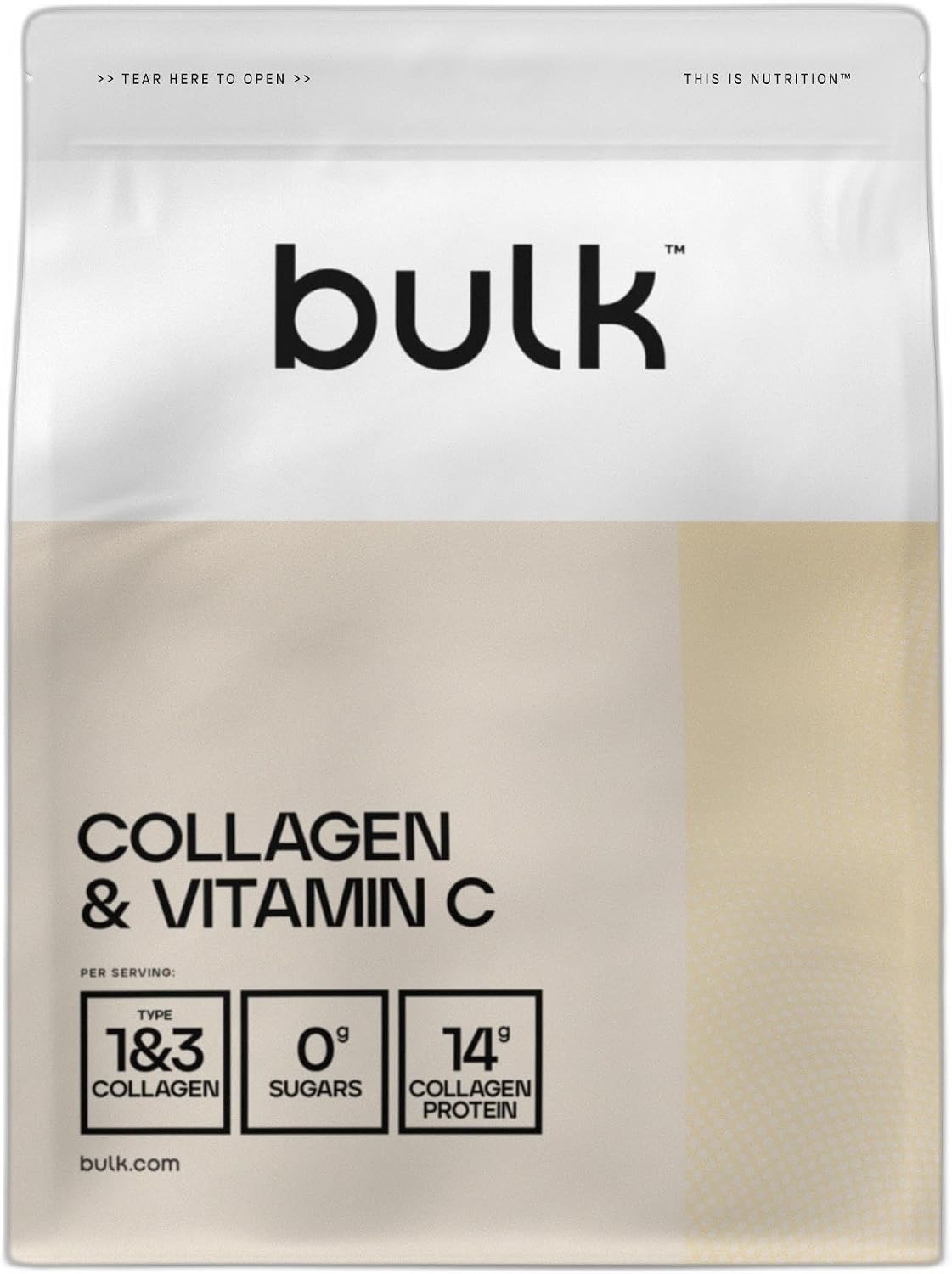 Bulk Collagen Powder with Peptides and Vitamin C, Unflavoured, 500g