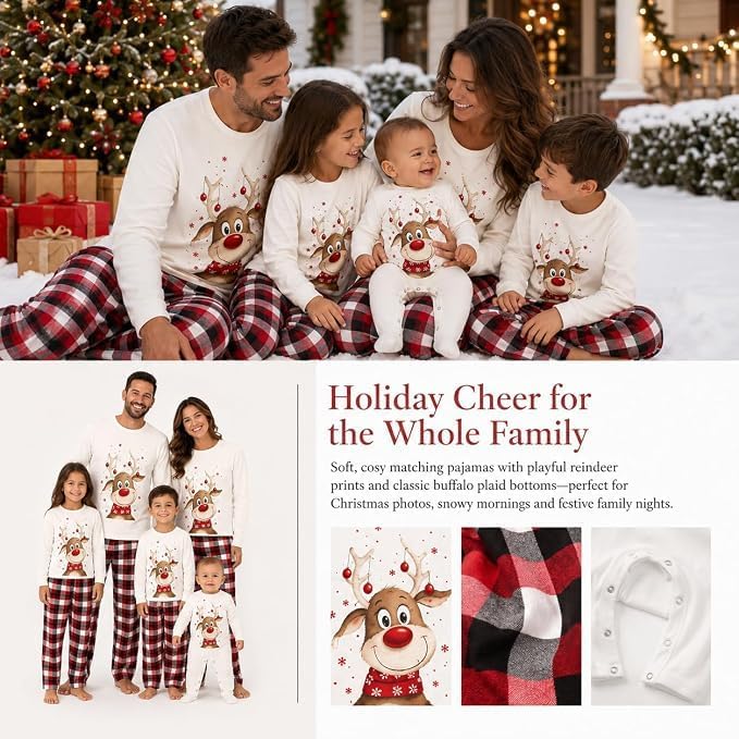 Family Christmas Pyjamas Set Mens Womens Cartoon Printed Xmas Matching Pjs