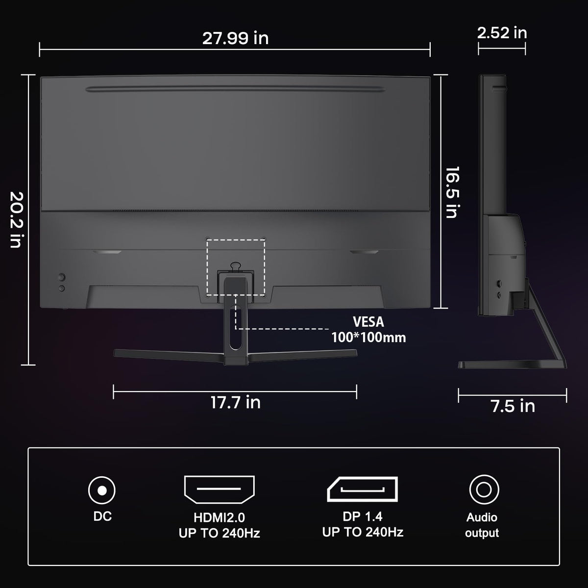 Amzfast 24 Inch 200Hz Gaming Monitor, FHD 1080P Fast IPS, 1ms MPRT, Adaptive Sync, AI-Crosshair, 110% sRGB, HDR, Low Blue Light, HDMI2.0&DP1.4, VESA75x75mm for PC Desktop Laptop PS5 Xbox, G24X1W