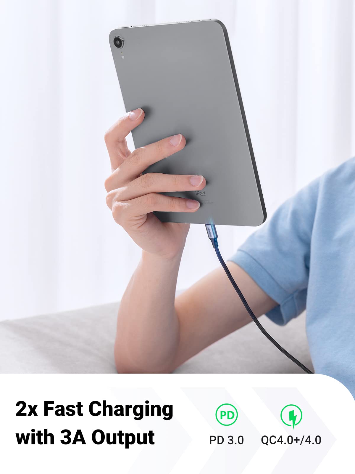 UGREEN 60W USB C to USB-C Charger Cable, Nylon Braided, 2M