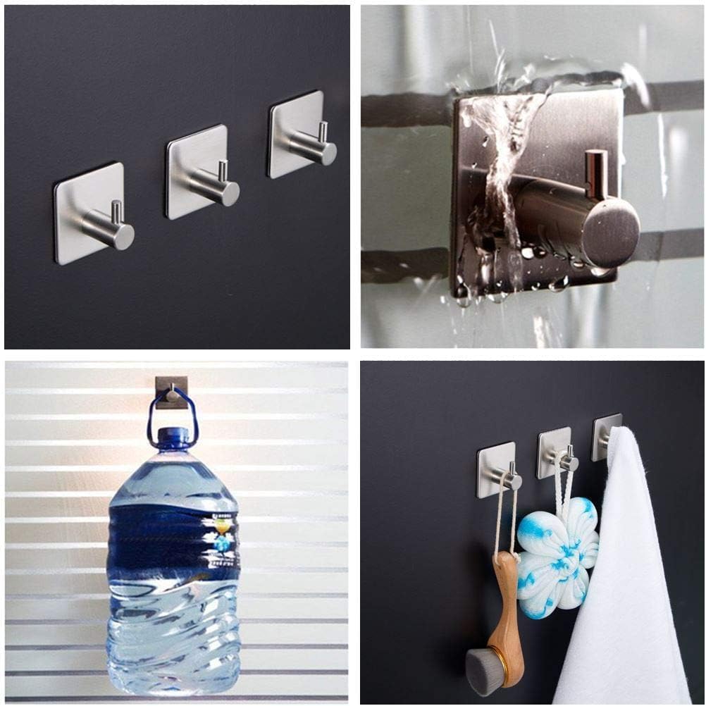 Aikzik 4 Pack of Self Adhesive Hooks, Max 8kg Load Sticky Hooks, Tea Towel Hooks, Versatile Self-Adhesive Wall Hooks for Use in Bathrooms, Kitchens, Doors, Cupboards, Bed Curtains, Towels, Key