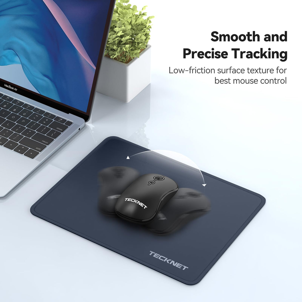 TECKNET Mouse Mat, 270 x 210 x 3 mm Gaming Mouse Pad - Grey