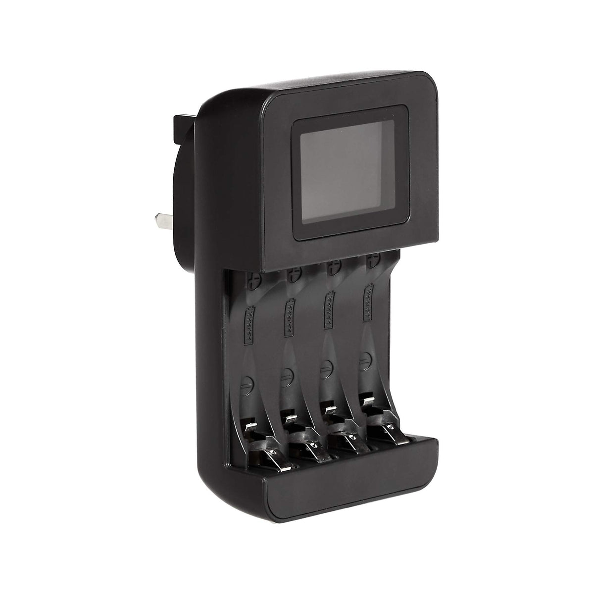 Amazon Basics 4 Slot Ni-MH AA & AAA Battery Charger With Indicator LEDs, With USB Port, Black