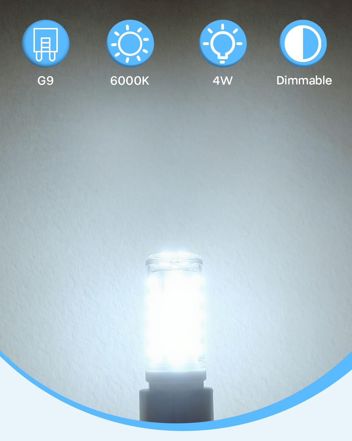 6 Pack G9 LED Bulbs Warm White, 4W, 3000K, No Flicker, Equivalent to 40W Halogen, 400LM, Non-Dimmable, Energy Saving G9 LED Light Bulbs for Decoration, Office, Home Lighting Decor and More